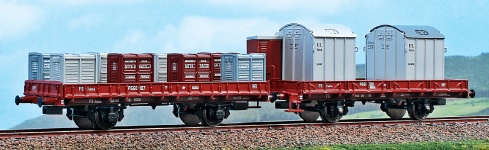 ACME 45123 - H0 - 2-tlg. Set Flachwagen P, beladen, Ep. III, FS